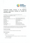 Confirmed Public minutes of the Regional Transport Committee meeting on Tuesday 26 November 2024 preview