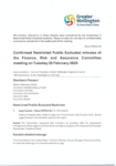 Confirmed Restricted Public Excluded minutes of the Finance, Risk and Assurance Committee meeting on Tuesday 25 February 2024 preview
