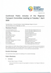 Confirmed Public minutes of the Regional Transport Committee meeting on Tuesday 1 April 2025 preview