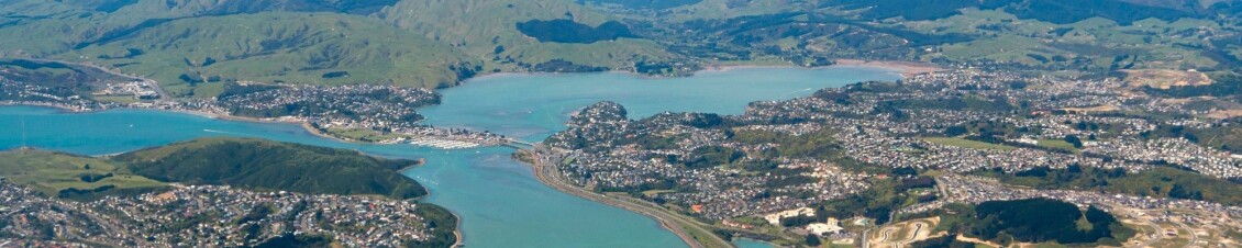 An aerial view of Porirua Harbour