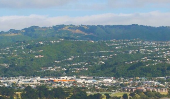 Aerial view of the hills beyond Petone